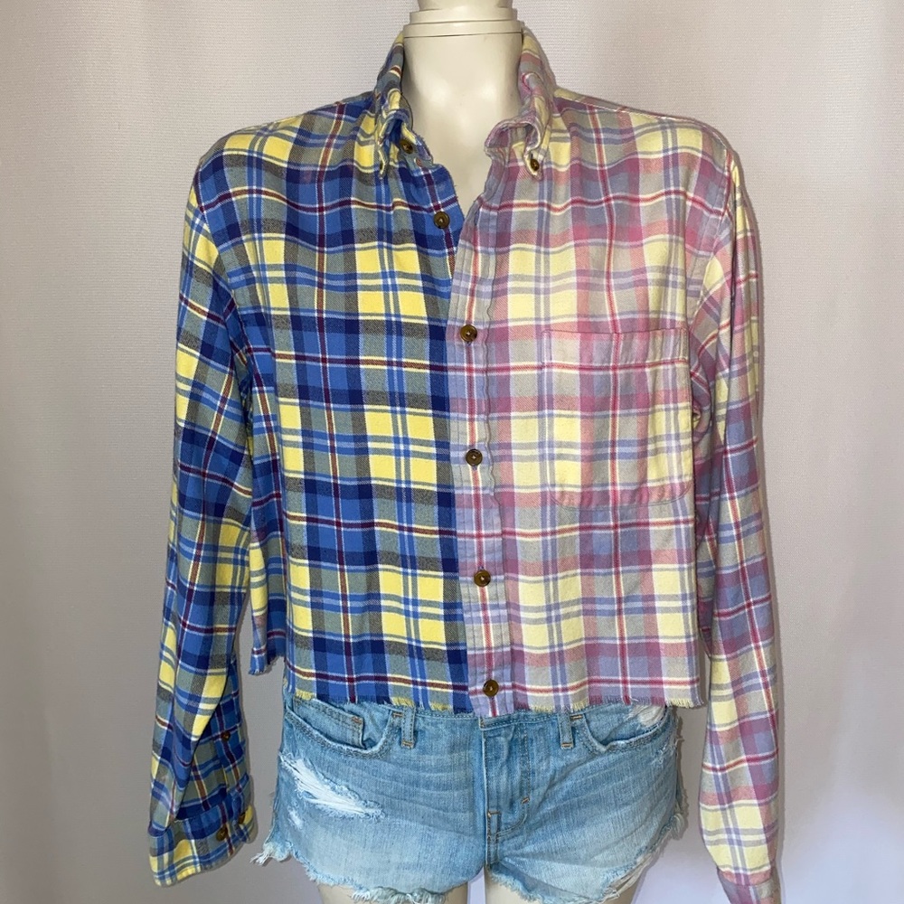 *CUSTOM DYED CROPPED FLANNEL